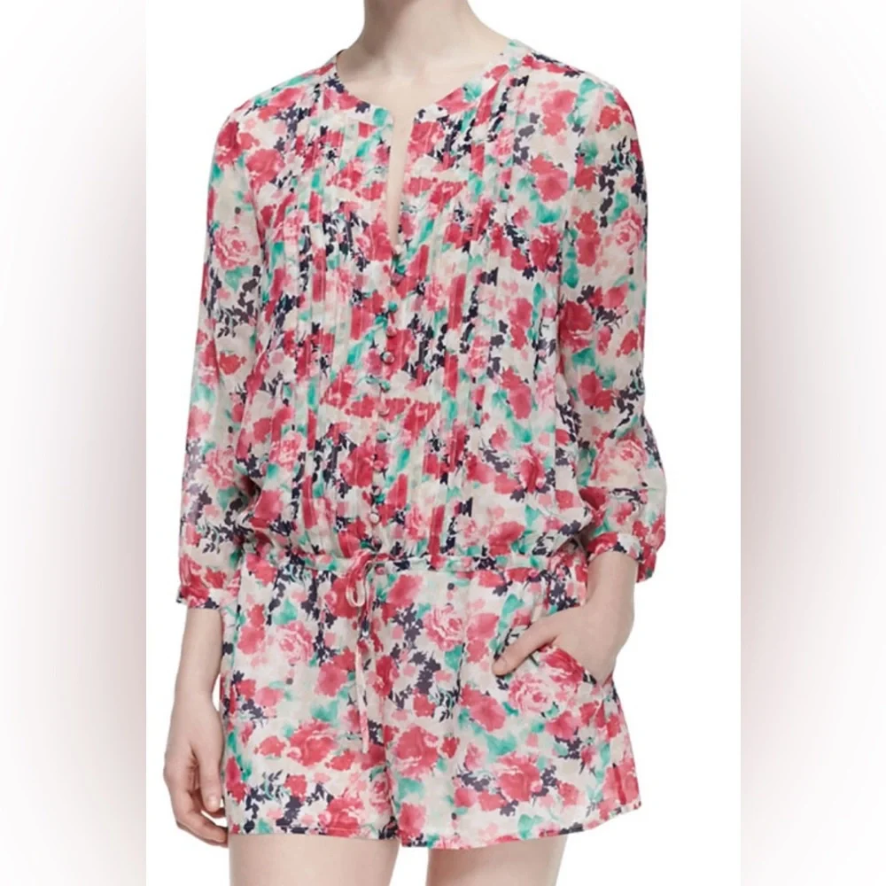 Joie Amara C Floral Print Silk Romper Size S - Picture 1 of 7